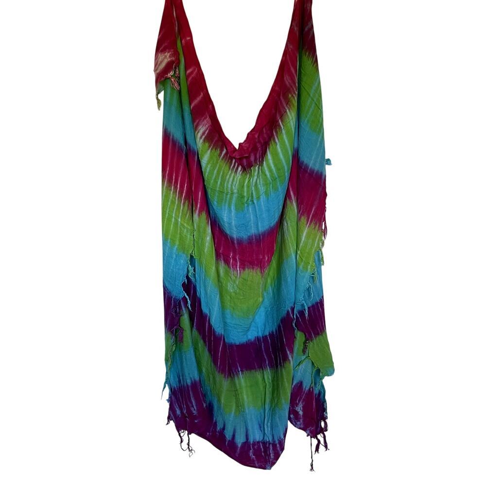 Rainbow stripes wraparound skirt fabric fabric rectangle 56 in X 47 in FLAWS‎
